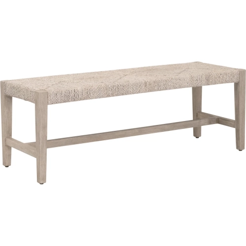Malay Bench in White Wash Abaca Rope & Natural Gray Mahogany Wood